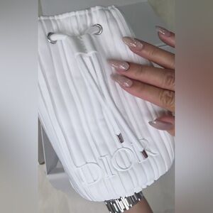 Dior White Pleated Pouch